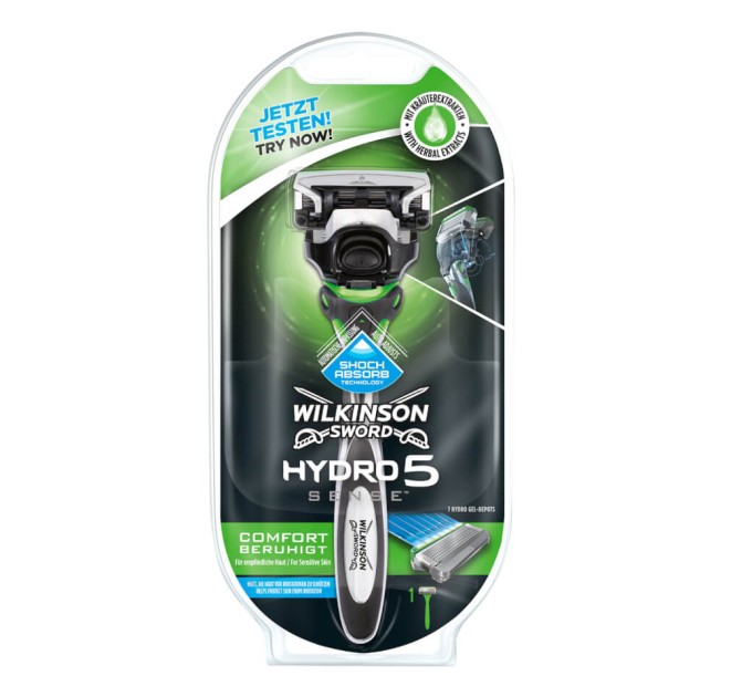 Первоклассный мужской станок Wilkinson Shick Hydro 5 Sense с 1 картриджем (0011) для идеального бритья