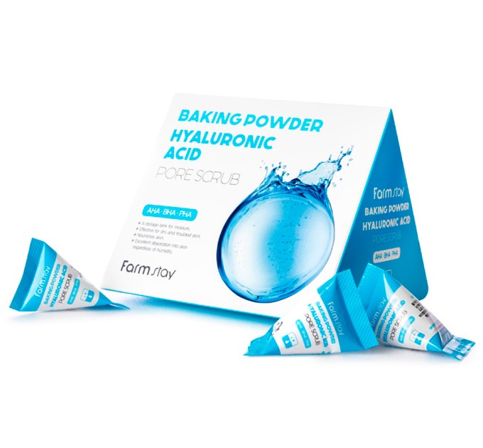 Освежающий скраб для лица FarmStay Hyaluronic Acid Baking Powder Pore Scrub - идеальное решение для кожи, 25 шт по 7г