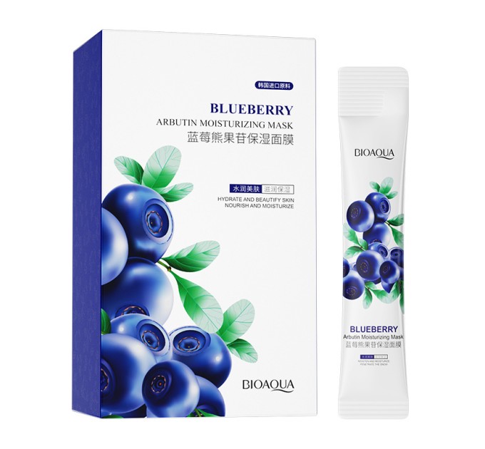 Маска для лица ночная в стиках Bioaqua Blueberry Arbutin Moisturizing Mask: интенсивное увлажнение с экстрактом черники