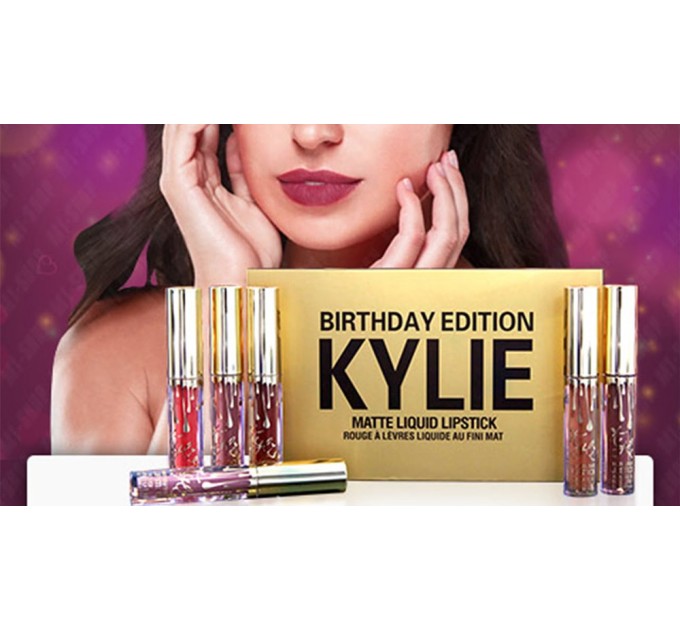 Набор жидких матовых помад 6 в 1 Kylie 8607 Birthday Edition: идеальный подарок на любой праздник!