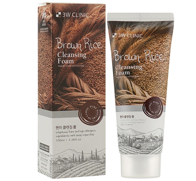 Очистите кожу с 3W CLINIC Brown Rice Cleansing Foam