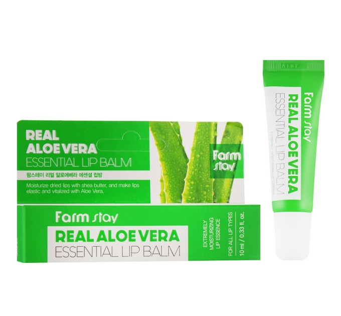 Увлажняющий бальзам для губ с соком алоэ FarmStay Real Aloe Vera Essential Lip Balm