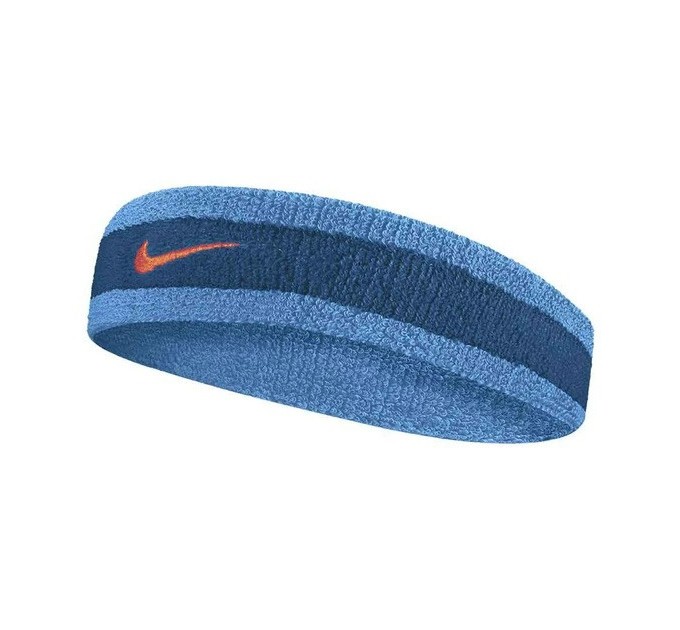 Стильная повязка на голову NIKE SWOOSH HEADBAND в цветах Marina/Laser Blue/Rush Orange - N0.1544.446.OS