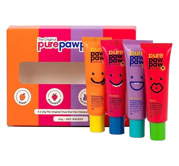 Набор восстанавливающих бальзамов для губ Pure Paw Paw Four Pack 15g 4 шт – идеальный выбор для увлажнения и смягчения губ