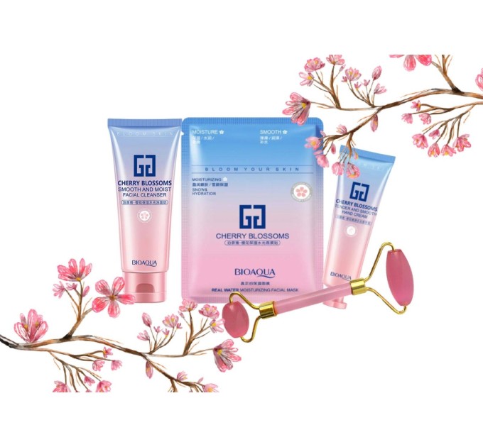 Набір Beauty Box «Зволоження і тонізація» Cherry Blossoms 4 в 1 Bioaqua: ідеальний шлях до доглянутої шкіри