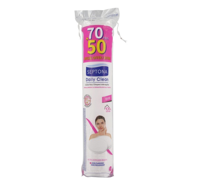 Ватні диски Septona Sensitive Touch DUO 70+50 шт. - ідеальний вибір для ніжного догляду