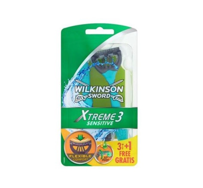 Мужские одноразовые станки Wilkinson Sword Xtreme Sensitive 3+1 шт - идеальный выбор для бережного бритья