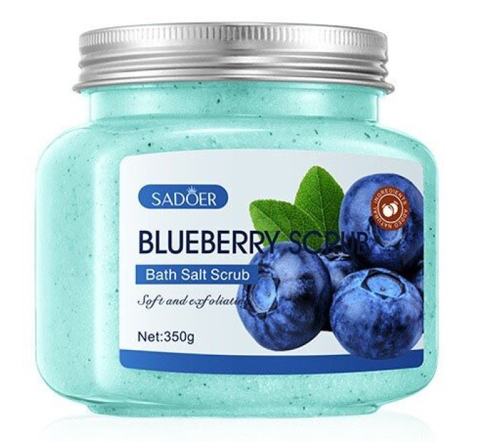 Освежающий телескраб с черничным экстрактом: Sadoer Bath Salt Blueberry Scrub 350g