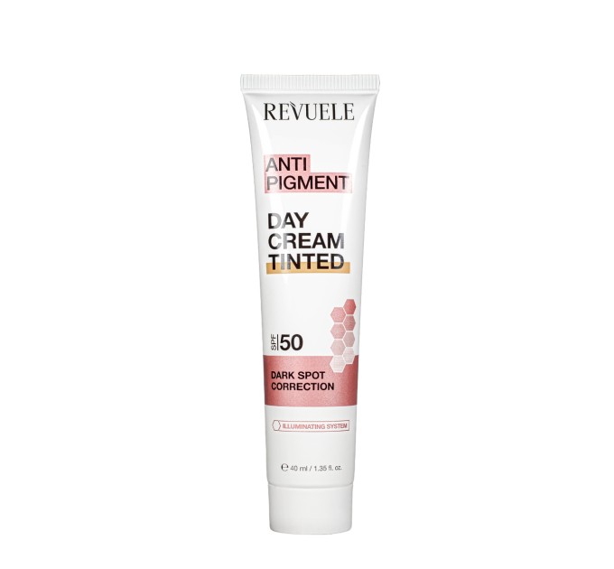 Крем для лица тональный отбеливающий REVUELE Anti Pigment Day Cream Tinted SPF50 40 мл (5060565106680)