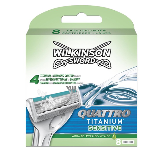 Удобные и качественные сменные кассеты Wilkinson Sword Quattro Titanium Sensitiv - 8 шт (1012) на Agon-v.com.ua