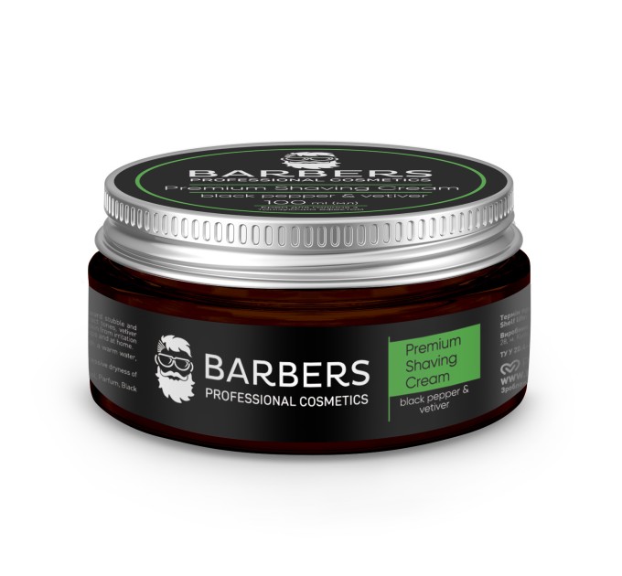 Тонизирующий крем для бритья Barbers Black Pepper-Vetiver 100мл