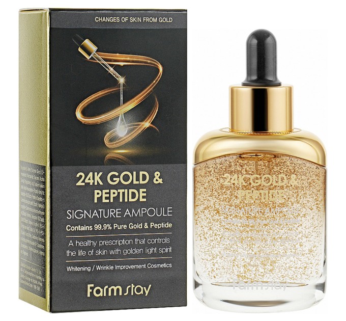 Ампульна сироватка для обличчя FarmStay 24K Gold and Peptide: чудовий догляд за шкірою