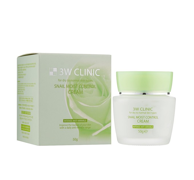 Увлажняющий крем для лица 3W Clinic Snail Moist Control Cream с улитковым муцином 50 г (8809317286679)