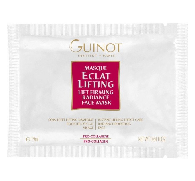 Маска сияния и лифтинга Guinot Masque Eclat Lifting: идеальное омолаживающее решение в компактном формате 4х19 мл