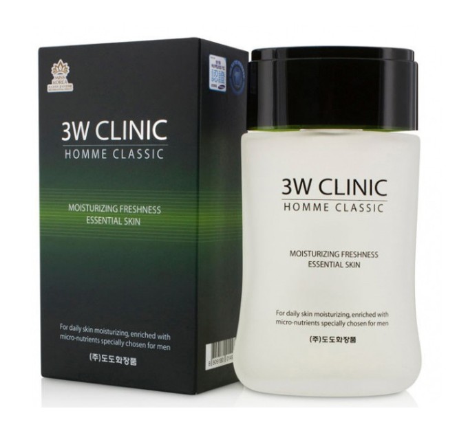 Освежающий тонер для лица 3W Clinic Homme Classic Moisturizing Freshness Essential Skin Мужской 150 мл (8809180014980)