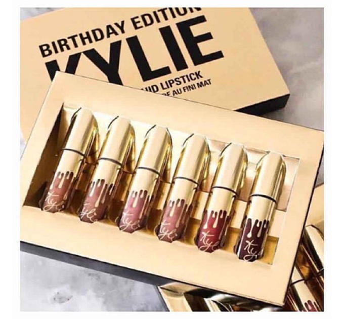 Набор жидких матовых помад 6 в 1 Kylie 8607 Birthday Edition: идеальный подарок на любой праздник!