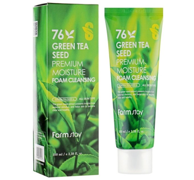 Пенка для умывания с семенами зеленого чая Farmstay Green Tea Seed Premium Moisture Foam Cleansing 100 мл (8809469775137)