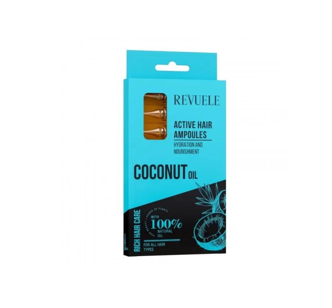 Активный комплекс для волос: Кокосовое масло в ампулах Revuele