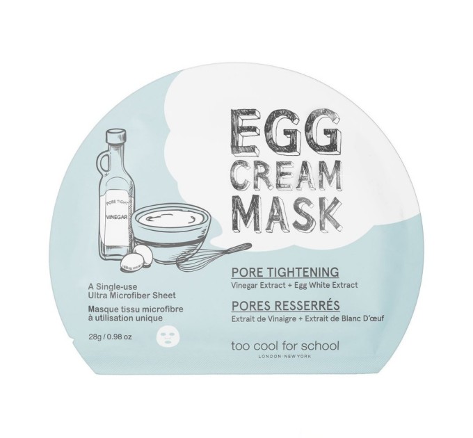 Тканевая маска Too Cool For School Egg Cream Mask Pore Tightening - эффективное средство для сужения пор