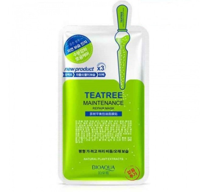 Полезная тканевая маска для лица с экстрактом чайного дерева - BIOAQUA New Tea Tree Maintenance 30 г