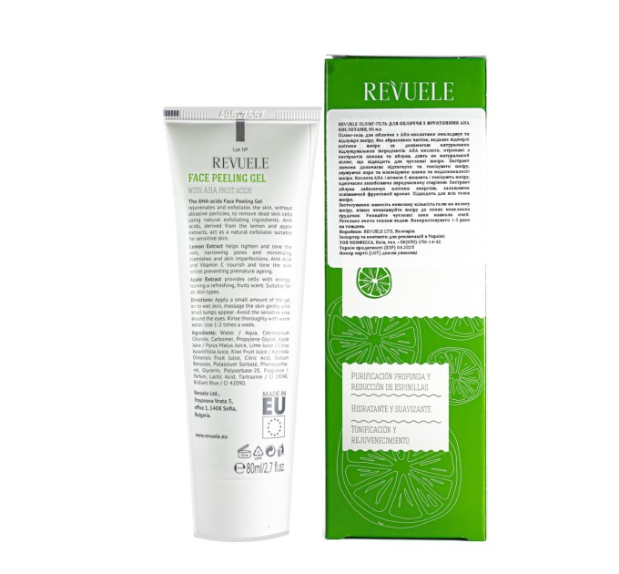 Гель пилинг для лица REVUELE Face Peeling Gel with AHA Fruit Acids с витамином С 80 мл (5060565100077)