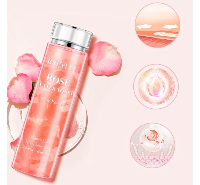 Тоник с розовой водой для успокоения кожи: BREYLEE Rose Water Toner 200 мл