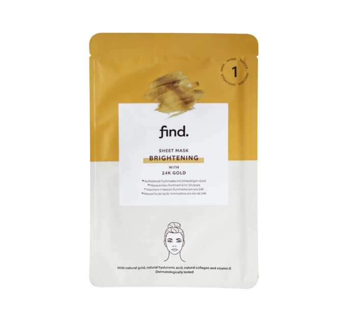 Маска для лица Find Gold 24K: розкішна осветительна листова формула (1 шт)