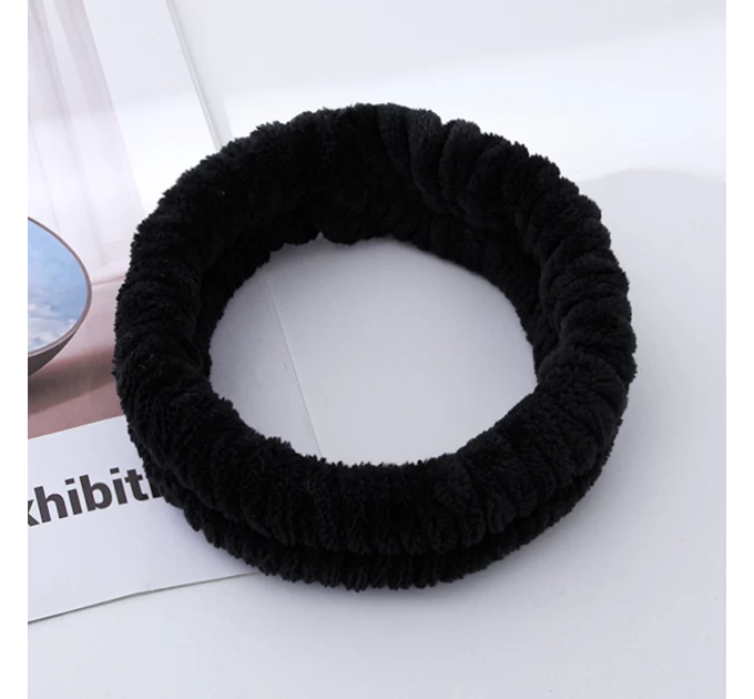 Плюшева пов'язка для голови ANbeauty 19х5.5 см Black (AN0103156) - Стиль та комфорт від agon-v.com.ua