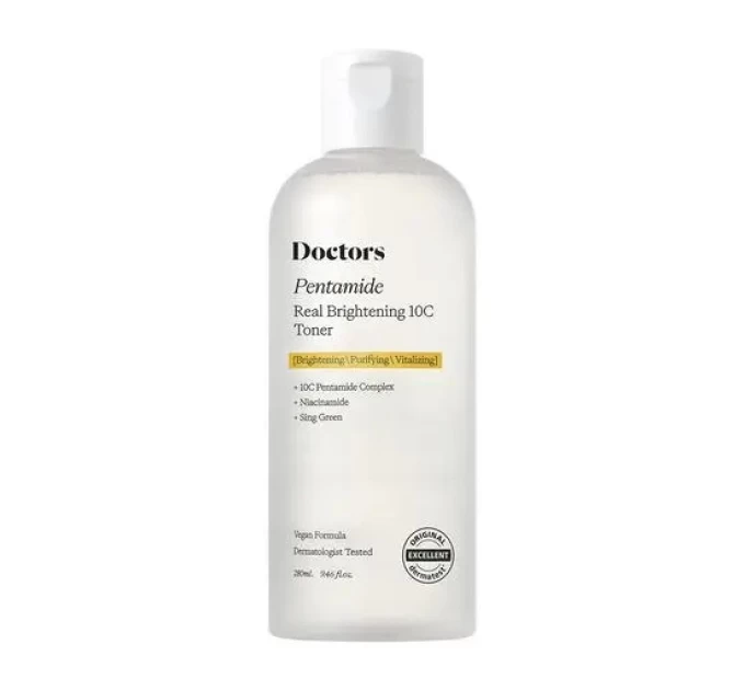 Тонер для рівного тону шкіри Doctors Pentamide Real Brightening 10C Toner 280 мл: ефективне освітлення від Agon-v.com.ua