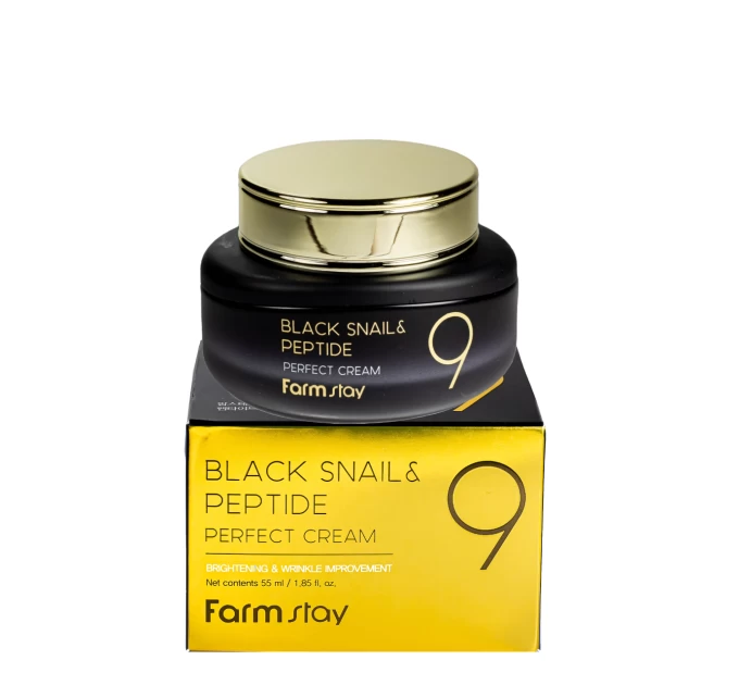 Антивозрастной крем FarmStay Black Snail & Peptide 9 против морщин 55 мл (FS 5151) - Эликсир молодости с черной улиткой и пептидами для сияющей кожи