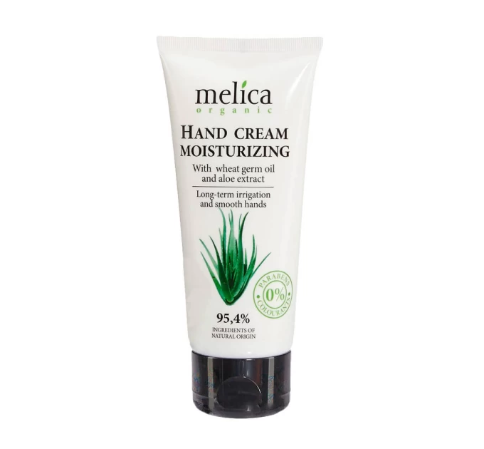 Увлажняющий крем для рук Melica Organic с маслом зародышей пшеницы и экстрактом алоэ - интенсивный уход в удобном формате 100 мл