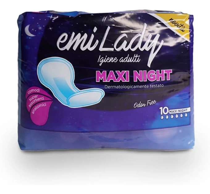 Жіночі урологічні прокладки Cardificio Italiano Emi Lady Maxi Night 7+ крапель 10 шт - Купити в Україні на сайті agon-v.com.ua