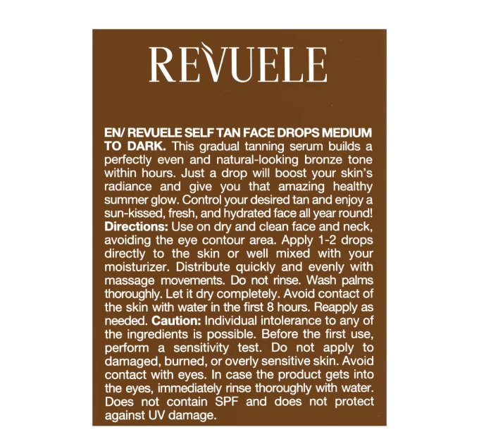 Темный автозагар для лица REVUELE Salf Tan Drop Medium to Dark 30 мл - идеальный загар от Агонь-В