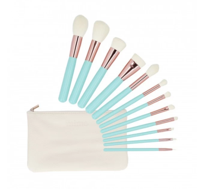 H1: Набор кистей для макияжа MiMО Turquoise Set 12 шт с косметичкой на agon-v.com.ua