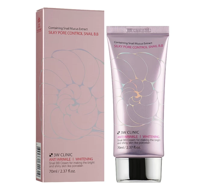 ВВ крем с муцином улитки 3W Clinic Silky Pore Control Snail BB Cream 70 мл — идеальное решение для безупречной кожи