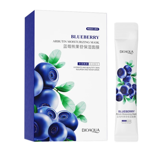 Увлажняющая ночная маска Bioaqua Blueberry Arbutin с черникой - 4 мл x 20 шт.