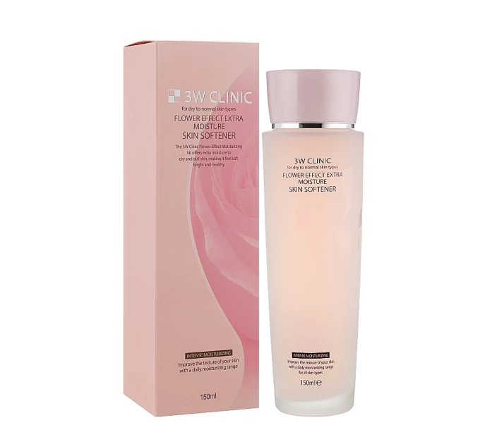 Ультраувлажняющий тонер 3W Clinic Flower Effect Extra Moisture Skin Softener 150 мл: естественное сияние вашей кожи