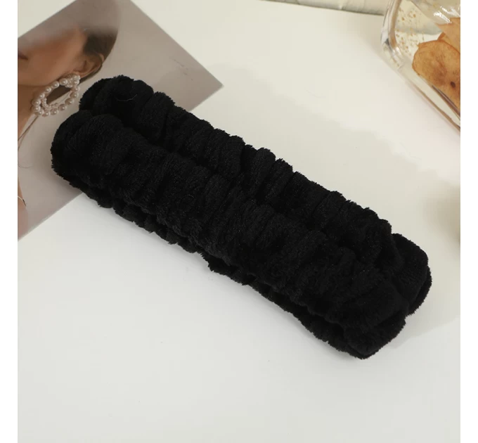 Плюшева пов'язка для голови ANbeauty 19х5.5 см Black (AN0103156) - Стиль та комфорт від agon-v.com.ua