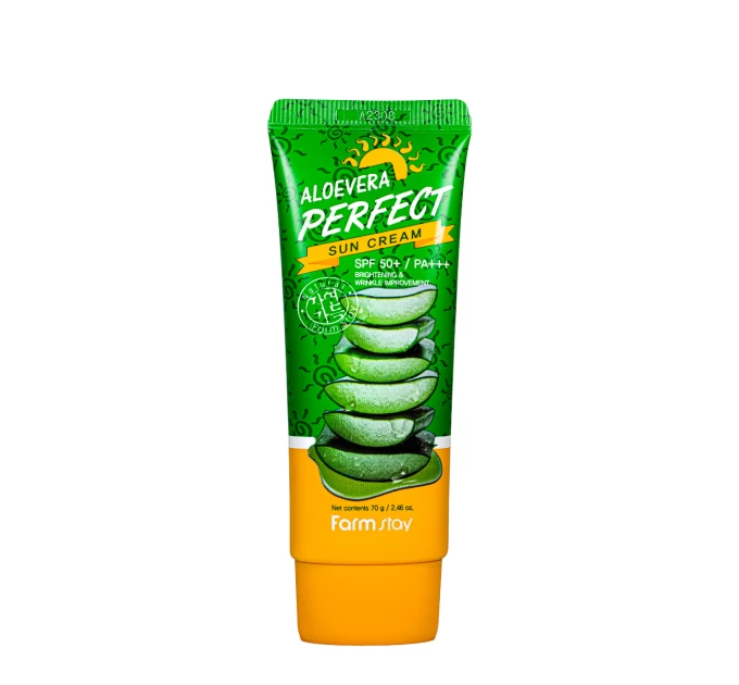 Солнцезащитный крем FarmStay Aloe Vera SPF50+ PA+++ 70 мл: Идеальная защита и увлажнение для вашего лица