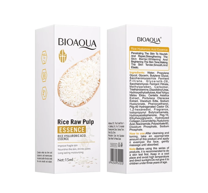 Сыворотка Bioaqua Rice Raw Pulp Essence 15 мл: Обновление кожи с экстрактом риса