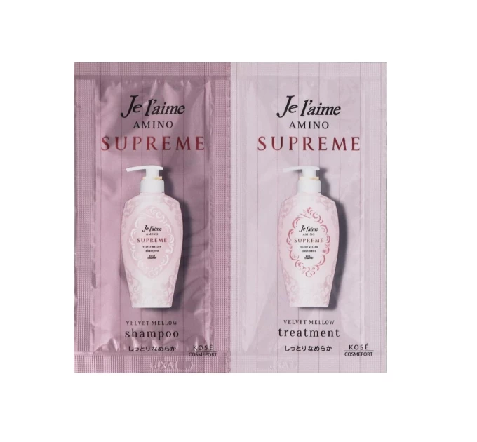 Набір шампуню і кондиціонера з ароматом рози і жасмину Je l'aime Amino Supreme Velvet Mellow Kose Cosmeport 10мл+10мл: ніжна краса для волосся