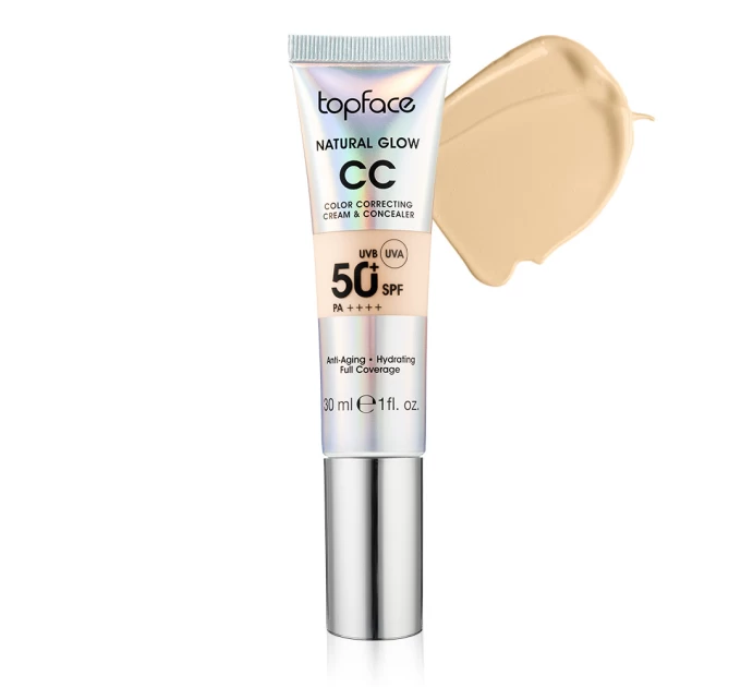 Тональный СС-крем TopFace Natural Glow CC Cream & Concealer SPF50 PT472 008 Dark Sand 30 мл – Идеальная Маскировка и Защита