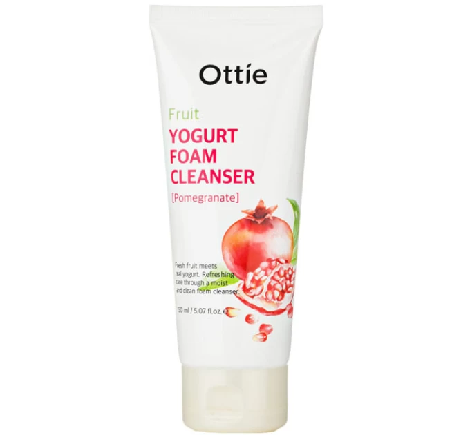 Очищающая пенка Ottie Fruits Yogurt с гранатовым йогуртом 150 мл: естественная свежесть и сияние кожи