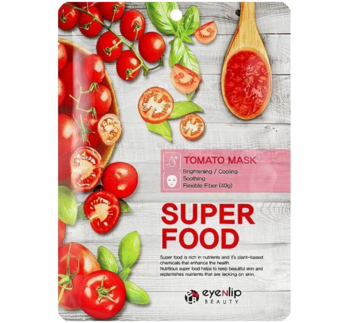 Тканевая маска для лица Eyenlip Super Food Tomato Mask 23 мл — Омоложение и Увлажнение с Томатом