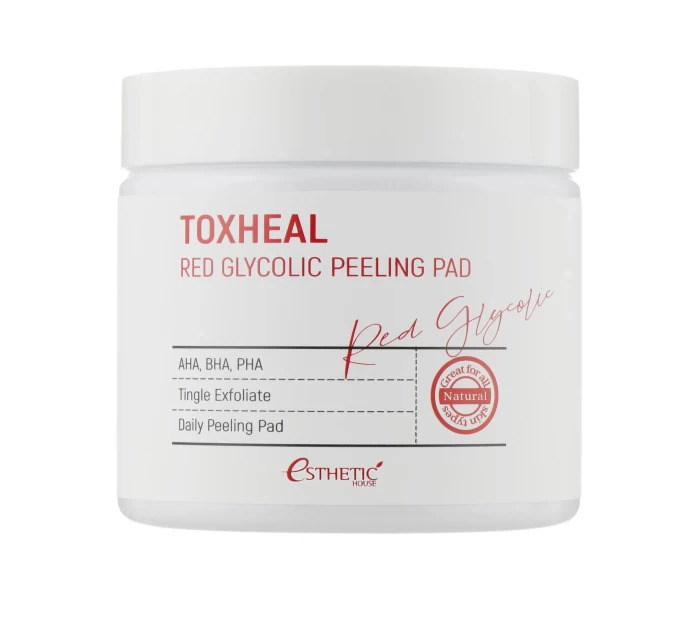 Очищающие пилинг-диски Red Glycolic Peeling Pad Esthetic House 100 шт: интенсивное лицо, безупречная кожа
