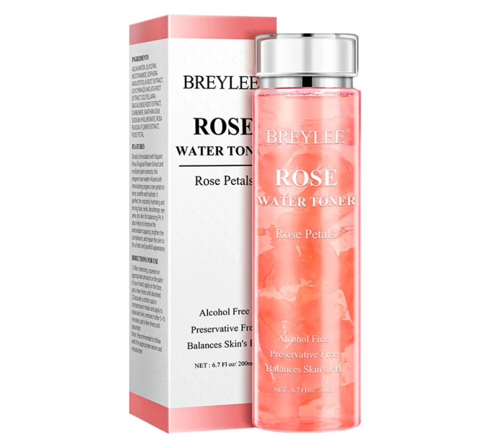 Тонер BREYLEE Rose Water Toner 200 мл: ніжна заспокоююча доглядова рослинна рослинна вода для обличчя