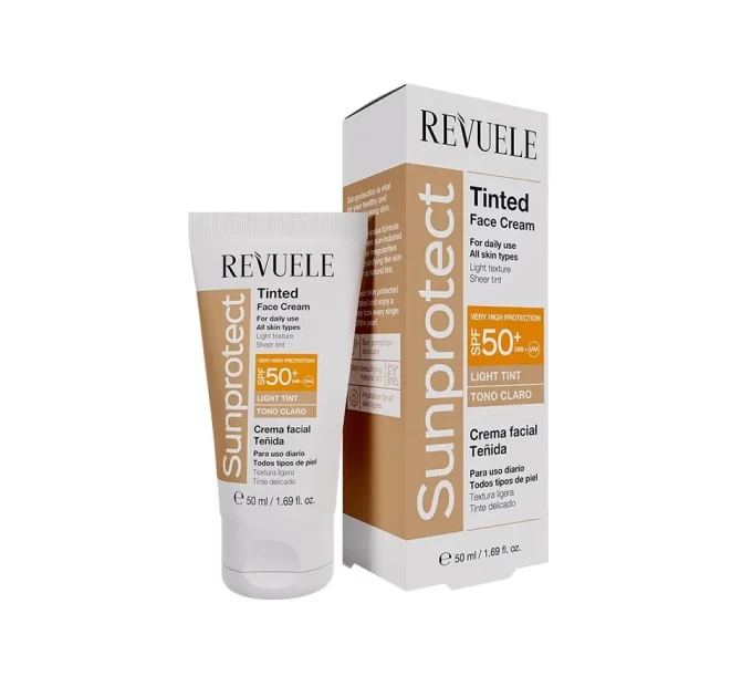 Тонирующий крем для лица REVUELE SPF50 Светлый тон 50 мл: Защита и сияние кожи от Агонь-В