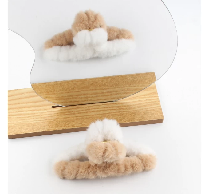 Эксклюзивный Крабик для Волос ANbeauty White-Brown (AN0103280) - Плюшевая Роскошь от agon-v.com.ua