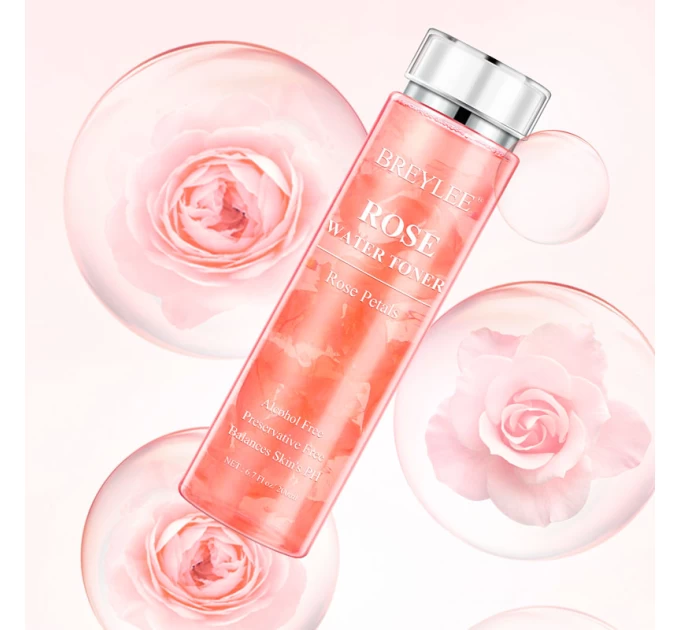 Тонер BREYLEE Rose Water Toner 200 мл: ніжна заспокоююча доглядова рослинна рослинна вода для обличчя