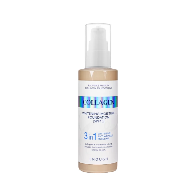 Тональный крем Enough 3в1 Сollagen Moisture Foundation SPF 15 100 мл № 21 Песочно-бежевый: Идеальная защита и сияние кожи от Агонь-В